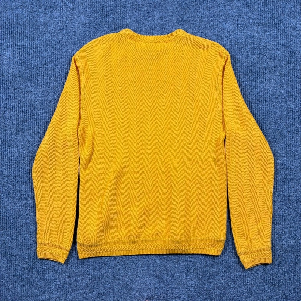 Chaps Ralph Lauren Sweater Mens Medium Yellow Cotton Knit Crewneck Classic - Picture 2 of 7
